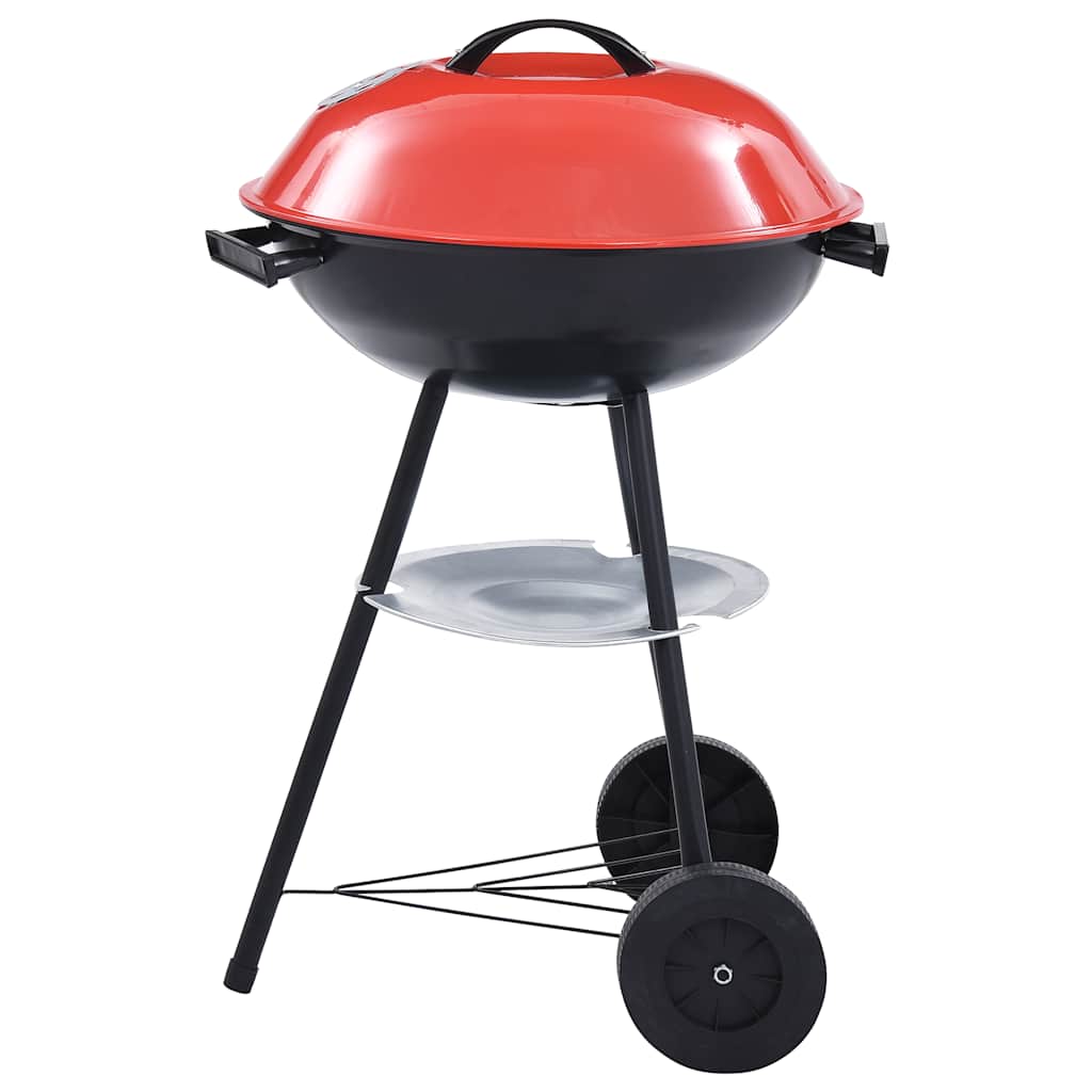 Barbecue charbon de bois XXL portable avec couvercle – 44 cm, à roulettes